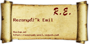 Rezsnyák Emil névjegykártya